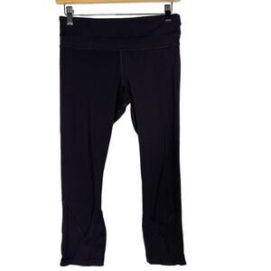 Lululemon Womens 6 Black Run Inspire Crop II Leggings Mesh Pieced Luxtreme